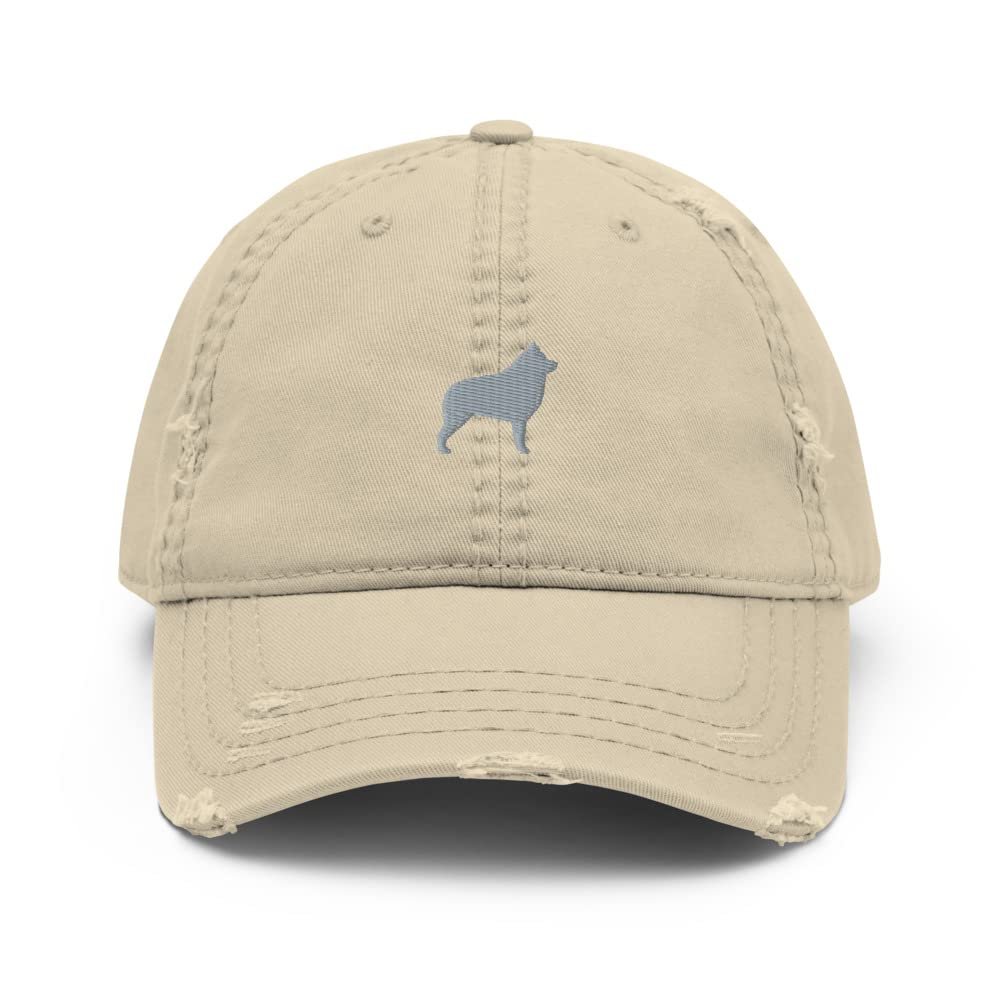 Schipperke hat, Schipperke Gifts, Embroidered Unisex Distressed Dad Hat, Schipperke Dog Cap. Khaki
