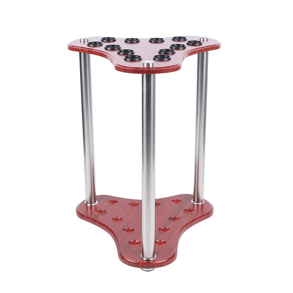 DNYSYSJ 12 Hole Pool Cue Rack Wood Billiard Pool Cue Rack Floor Standing Storage Holder
