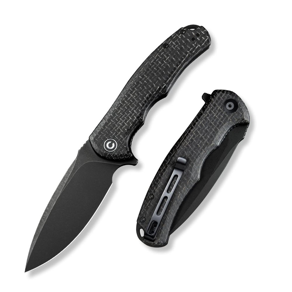 CIVIVI Folding Pocket Knife- Praxis Flipper Liner Lock Knife, 3.75" Black Stonewashed Blade with Micarta Handles, Reversible Clip for Everyday Carry Outdoor Use C803G
