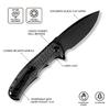 CIVIVI Folding Pocket Knife- Praxis Flipper Liner Lock Knife, 3.75" Black Stonewashed Blade with Micarta Handles, Reversible Clip for Everyday Carry Outdoor Use C803G view 2
