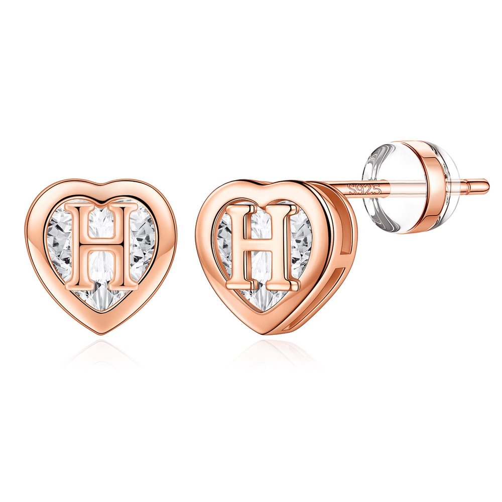 IEFWELL Earrings for Women - Heart Initial H Stud Earring Stud Earring Hypoallergenic Earrings for Piercing Womens Trendy Jewelry