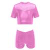 easyforever Kids Girls Dance Outfits Gymnastics Leotard Training Suit Sports Bra Crop Top with Shorts Set Pink B 14 view 1