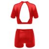 easyforever Kids Girls Dance Outfits Gymnastics Leotard Training Suit Sports Bra Crop Top with Shorts Set Red B 14 view 2
