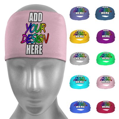Custom Personalized Sport Headbands for Men & Women, Workout Sweatbands Stretchy Moisture Wicking Hairband Bandana Balaclava for Gym, Basketball, Running, Cycling, Yoga, Pink