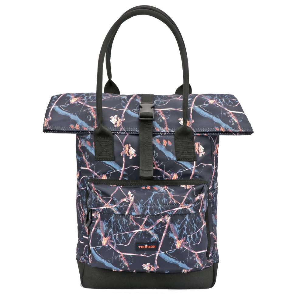 TOURBON Nylon Roll-top Clip-On Bike Panniers Women's Shoulder Tote Bag (Black)
