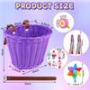 Bicycle Basket for Girls, Kids Bike Basket, Adjustable Bike Basket Front with Bike Streamers Bell Bicycle Windmill Ice Cream Hair Clip, DIY Bike Decoration Accessories Kit for Kids (Purple) view 2