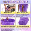 Bicycle Basket for Girls, Kids Bike Basket, Adjustable Bike Basket Front with Bike Streamers Bell Bicycle Windmill Ice Cream Hair Clip, DIY Bike Decoration Accessories Kit for Kids (Purple) view 3