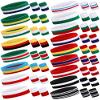17 Pack Striped Polyester Cotton Sweatbands - Sports Headbands and Wristbands, Sweat-Absorbing for Men, Women, Kids, Workout, Basketball, Soccer, Costume view 1