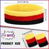 17 Pack Striped Polyester Cotton Sweatbands - Sports Headbands and Wristbands, Sweat-Absorbing for Men, Women, Kids, Workout, Basketball, Soccer, Costume view 2