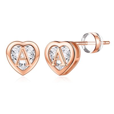 IEFWELL Earrings for Women - Stud Earrings Heart Initial A Letter Stud Earring Jackets, Hypoallergenic Earring for Piercing Gifts for Women Trendy Jewelry