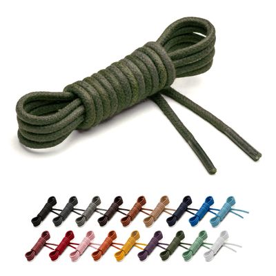 Benchmark Waxed Cotton Dress Shoe Laces - 2 Pairs - 2mm (5/64) Round Shoelaces for Men & Women - 27 to 36 Inch Lengths (33 Inches - 2 Pairs, Army Green)