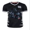 SCREENSHOT-TS1113 Mens Hipster Hip-Hop Premium Urban Sreetwear Fashion Jersey Top - Half Color Block Black Bear Basketball Sports Team Color Short Sleeves Mesh-Black/Black-Small view 1