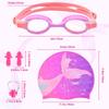 AuSletie Kids Swim Caps for Girls, Silicone Waterproof Swimming Cap for Kids, Durable Comfortable Swimming Caps for Girls view 2