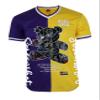SCREENSHOT-TS1113 Mens Hipster Hip-Hop Premium Urban Sreetwear Fashion Jersey Top - Half Color Block Black Bear Basketball Sports Team Color Short Sleeves Mesh-Purple-Large view 1