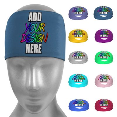 Custom Sport Headband Personalized Design with Your Image Text Moisture Wicking Stretch Headband, Steelblue