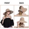 Koreshion Women Ponytail Sun Hat Reversible Fishing Hat Foldable Bowknot Summer Hat UPF 50+ Beach Cap Wide Brim Bucket Hat Khaki view 2