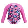 Nikiikoo Kids Girls Long Sleeve One Piece Swimsuits Zipper Rash Guard Swimwear UV Protection Bathing Suit Rose 8 Years view 1