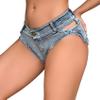 Dxyufazhe Sexy Women's Low Rise Stretch Mini Denim Shorts Hot Pants Beach Party Clubwear (X-Large, DYS006 Light Blue) view 1