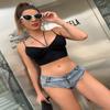 Dxyufazhe Sexy Women's Low Rise Stretch Mini Denim Shorts Hot Pants Beach Party Clubwear (X-Large, DYS006 Light Blue) view 3
