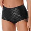 Fldy Women's Mermaid Short Pants Shining Fish Scale Decorative Shorts Hot Shorts Bodycon Swim Bottoms Black One Size view 1