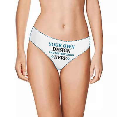 buxvhre Custom Woman Thongs Personalized Briefs Add Your Photo Text Soft Stretch Women Thong Seamless Panties Underpants (M)