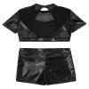 easyforever Kids Girls Dance Outfits Gymnastics Leotard Training Suit Sports Bra Crop Top with Shorts Set Black B 14 view 4