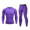 NaRHbrg Men's Sports Running Workout Set Compression Shirt Pants Top Long Sleeve Sports Tight Base Layer Quick Dry view 1