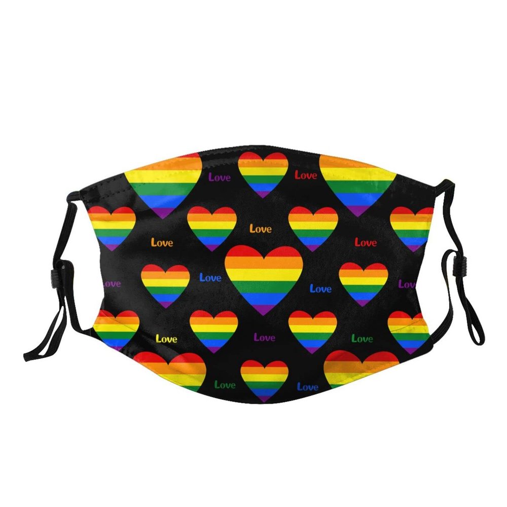 LGBT Pride Rainbow Face Mask for Adults, Washable Face Balaclava Reusable with 2 Filters for Men Women Teens