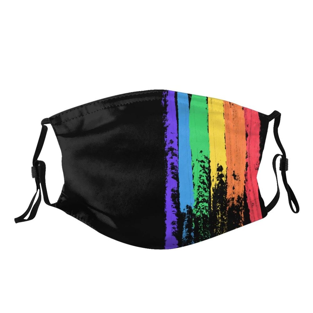 LIANYIDANATA Rainbow LGBT Pride Face Mask Washable, Cloth Breathable Reusable Face Masks with Filters for Adult Women Men