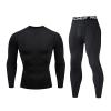 NaRHbrg Men's Sports Running Workout Set Compression Shirt Pants Top Long Sleeve Sports Tight Base Layer Quick Dry view 1