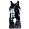 Sxiwei Men's Wet Look Bodysuit Lingerie Racer Back Hollow Out Shorts Wrestling Singlet Jumpsuit Unitard Black Medium view 4