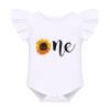 1st First Birthday Outfit Girl Flying Sleeve Ruffled Romper+Tutu Skirt Bloomer Shorts+Headband 3PCS Summer Clothes Baby One Year Old Birthday Gifts Cake Smash Party Photo Shoot Sunflower 6-12 Months view 2