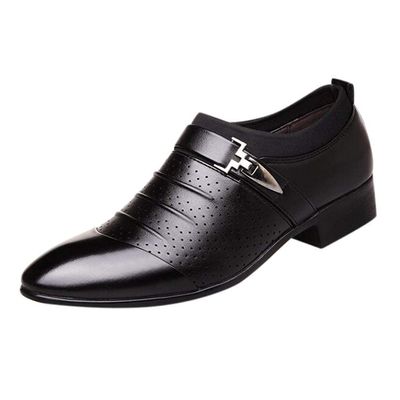 BORAMAX Men's PU Leather Cutout Breathable Dress Shoes Business Fashion Wedding Shoes Comfortable Pointed Toe Oxford Shoes