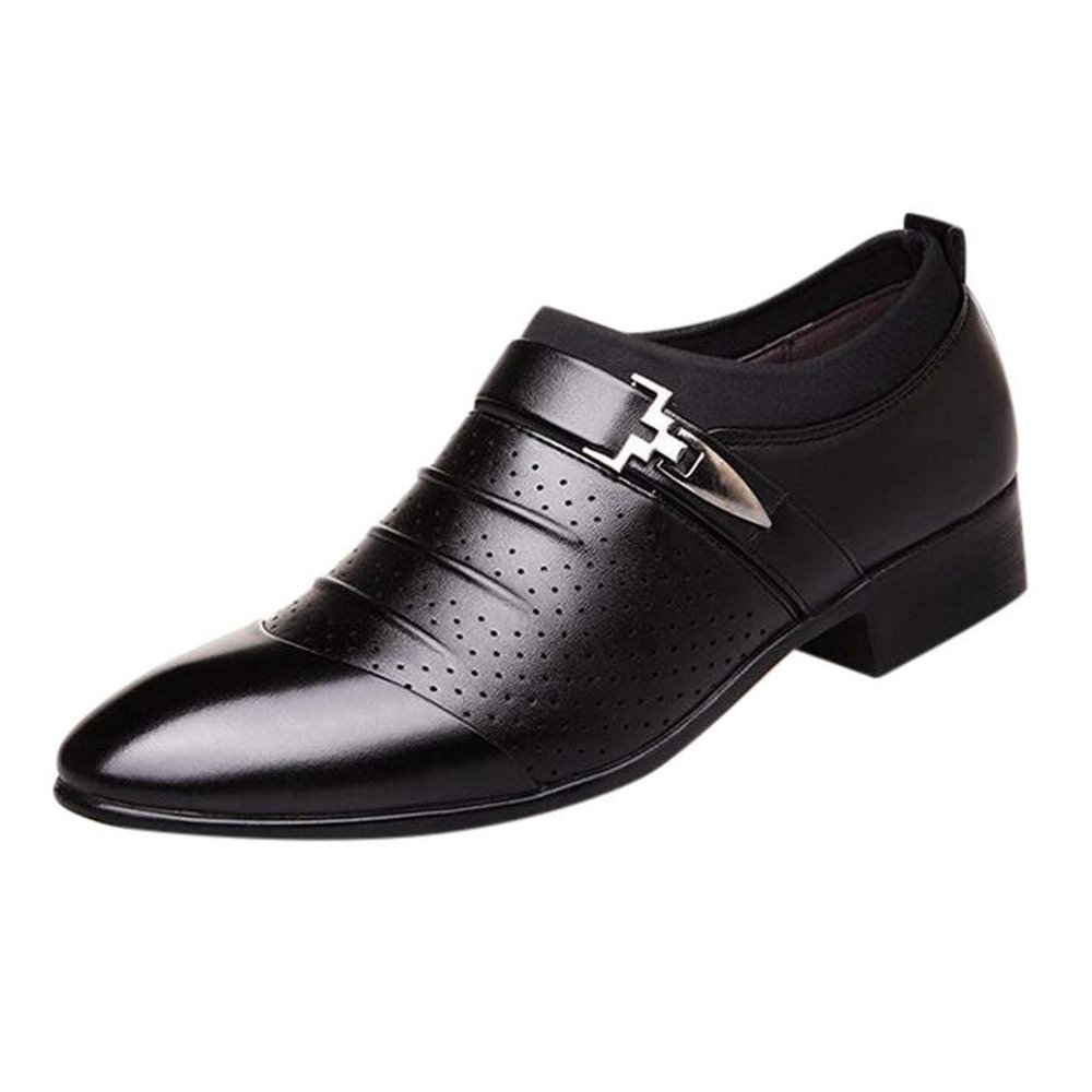 BORAMAX Men's PU Leather Cutout Breathable Dress Shoes Business Fashion Wedding Shoes Comfortable Pointed Toe Oxford Shoes