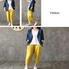 Kangqifen Summer Cotton Linen Soft Cropped Pants with Elastic Waist Pockets for Women Teen Girls(Yellow,6) view 2