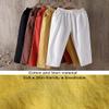 Kangqifen Summer Cotton Linen Soft Cropped Pants with Elastic Waist Pockets for Women Teen Girls(Yellow,6) view 3
