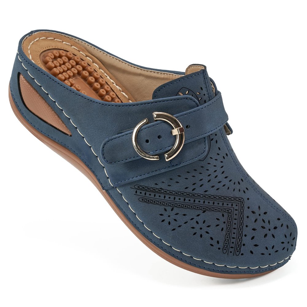 Alicegana Mules for Women Comfort Closed Toe Sandals Summer Slip on Wedge with Adjustable Hook Loop
