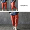 Kangqifen Summer Cotton Linen Soft Cropped Pants with Elastic Waist Pockets for Women Teen Girls(Red,10) view 2