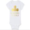 Gaming Baby Onesie and Bib - Learning To Walk WASD - WASD Keys (0-3 Month - White Fabric - Gold Design) view 4