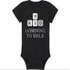 Gaming Baby Onesie and Bib - Learning To Walk WASD - WASD Keys (3-6 Month - Black Fabric - Silver Design) view 4