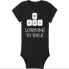 Gaming Baby Onesie and Bib - Learning To Walk WASD - WASD Keys (6-12 Month - Black Fabric - White Design) view 4