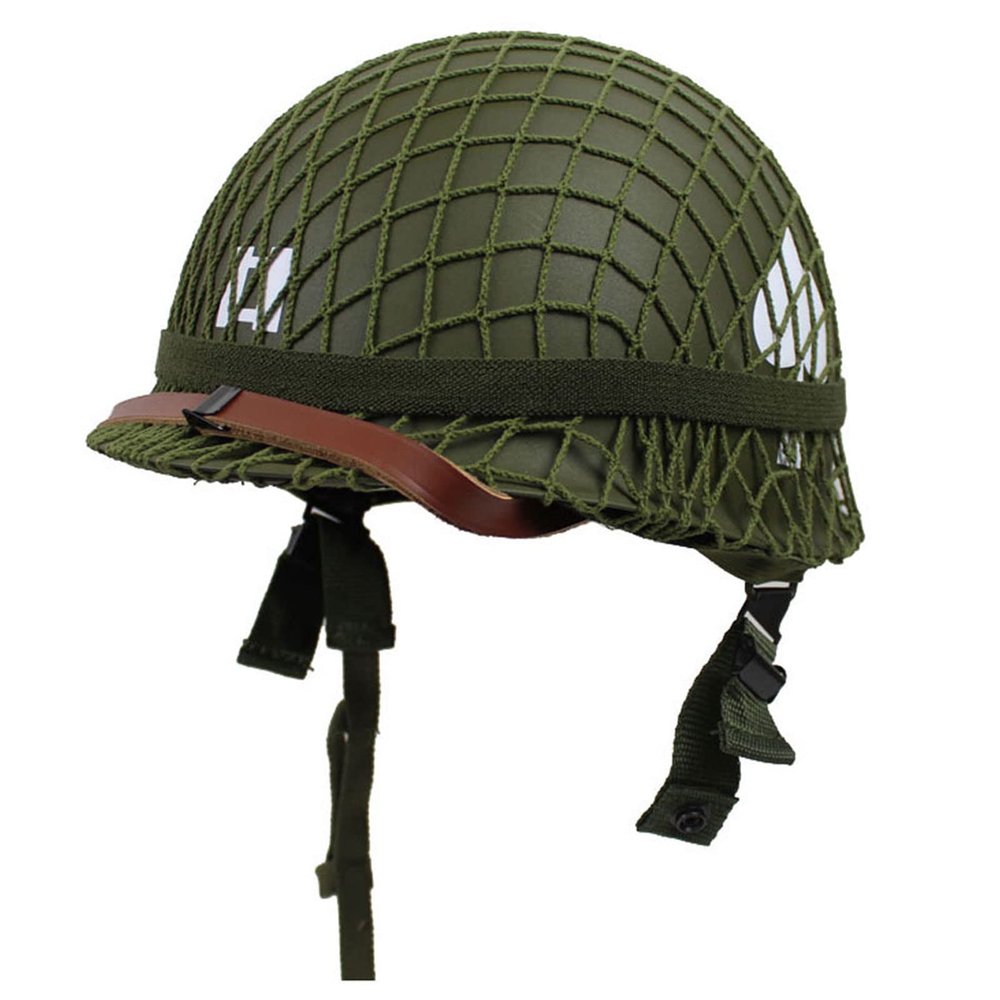 WW2 Helmet US Army M1 Replica with Net/Canvas Chin Strap DIY Painting
