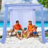 Tangkula 6.7'x6.8' Foldable Beach Cabana, Easy Set-up Portable Beach Tent with Carry Bag, Detachable Side Wall, 4 Sandbags, Wind Vent, Sun-Protection Outdoor Beach Umbrella Shelter for Family view 2