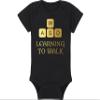Gaming Baby Onesie and Bib - Learning To Walk WASD - WASD Keys (0-3 Month - Black Fabric - Gold Design) view 4