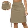Cakulo Athletic Skorts for Woman Plus Size Skort Knee Length Swim Golf Tennis Skirts Pocket Casual High Waist Khaki 3XL view 2
