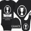 Gaming Baby Onesie and Bib - Achievement Unlocked New Character Created - Achievement Trophy (12-18 Month - Black Fabric - White Design) view 1