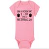Gaming Baby Onesie and Bib - On A Scale Of 1-10 I'm A Natural 20 - Solid D20 Die (6-12 Month - Pink Fabric - Black Design) view 4