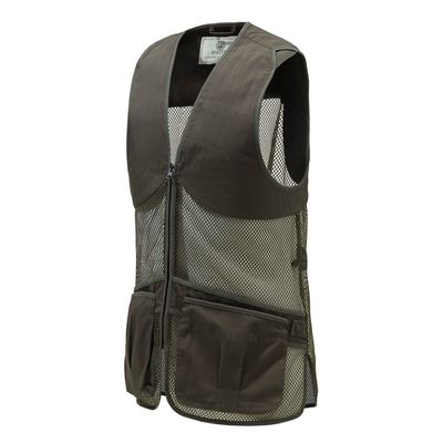 Beretta Unisex Full Mesh Shooting Vest - Breathable Lightweight Competition Vest with Cartridge Pockets & Comfortable Fit, Brown Bark, Medium