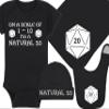 Gaming Baby Onesie and Bib - On A Scale Of 1-10 I'm A Natural 20 - Solid D20 Die (12-18 Month - Black Fabric - White Design) view 1