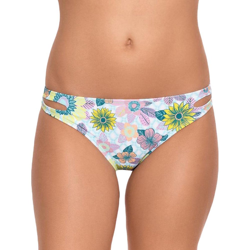 Salt + Cove Womens Floral Cut-Out Swim Bottom Separates Blue XS